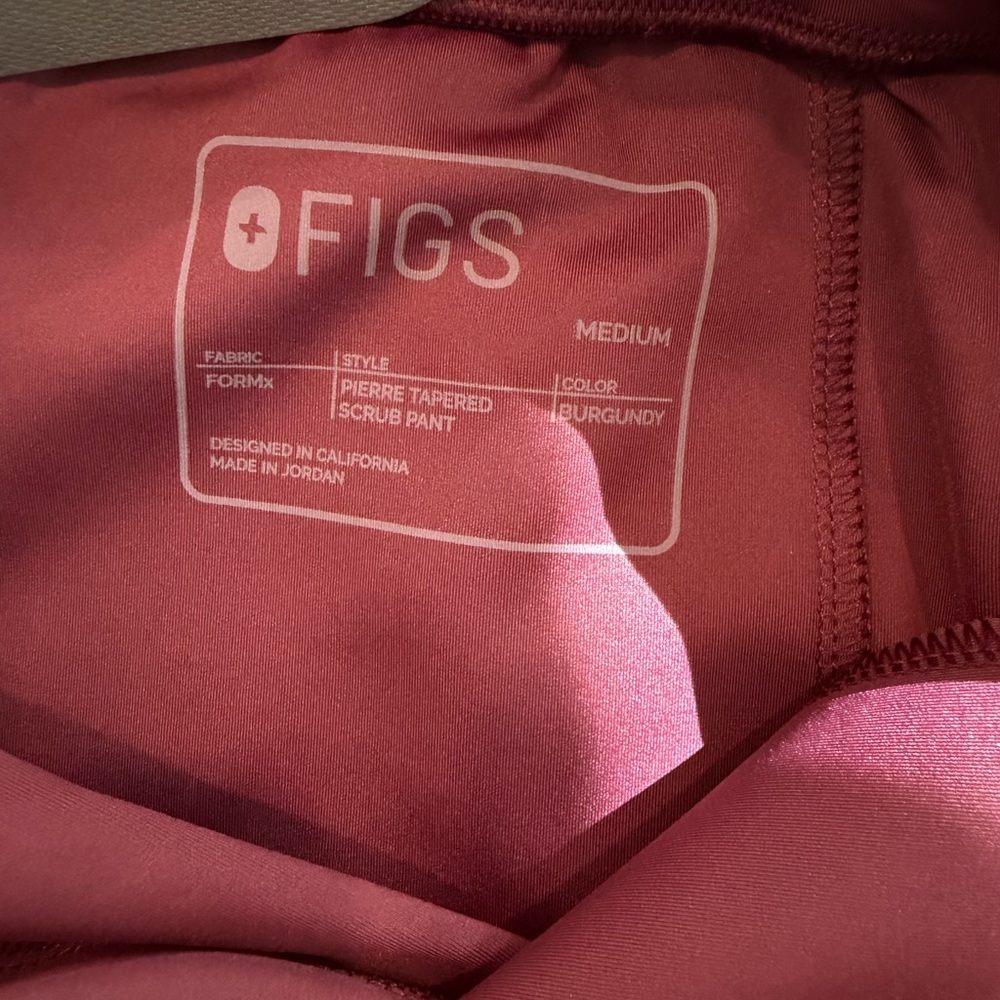 Figs Burgundy Pierre Tapered Scrub Pants